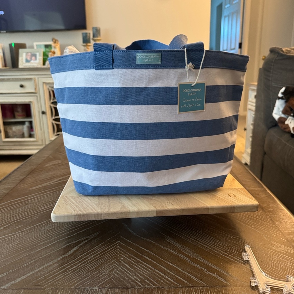 Dolce & Gabbana Navy and White Striped Bag - Picture 1 of 7